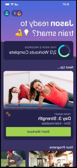 A screenshot  of a mobile workout application experience